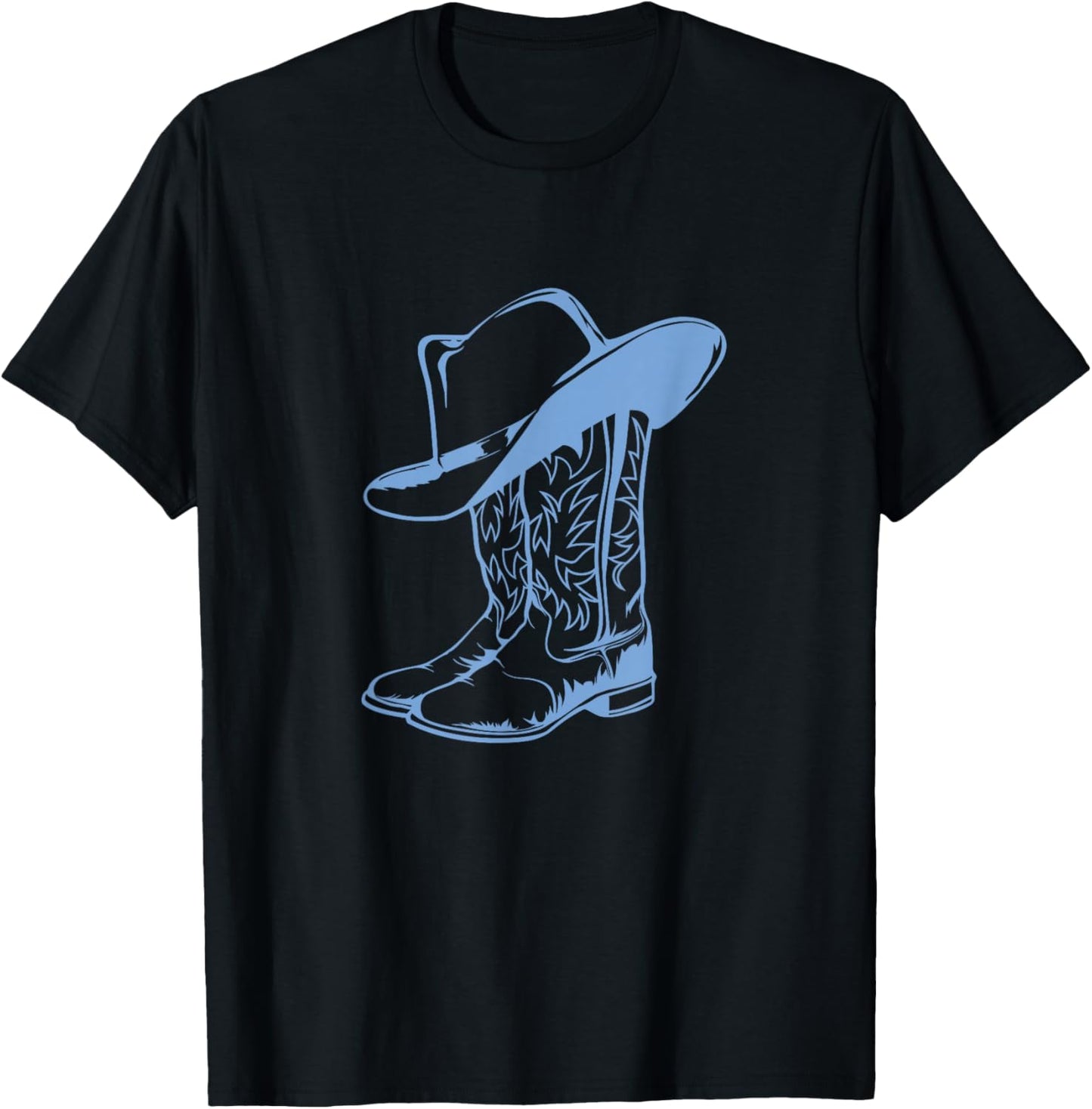 Coastal Cowgirl Western Blue Cowboy Boots T-Shirt - T-Shirt | Black