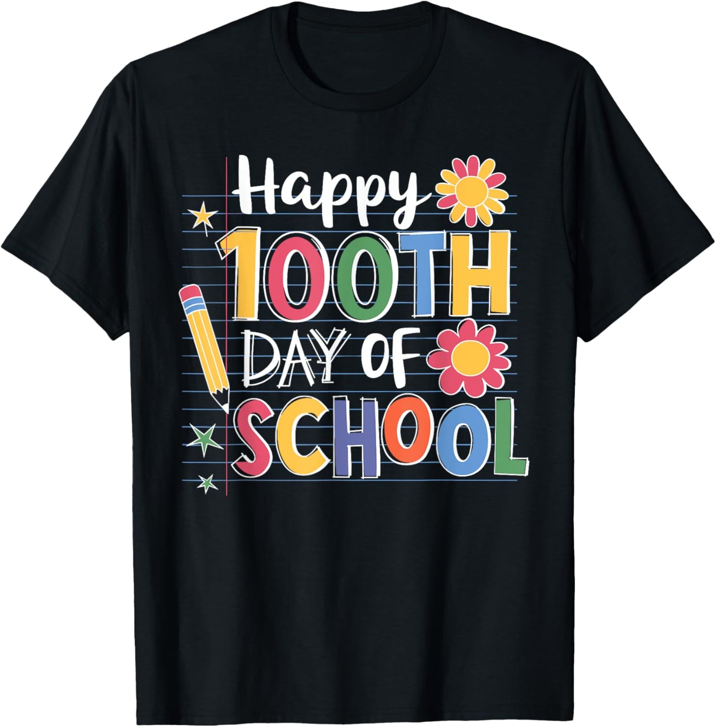 Happy 100 Days Of School Teacher Student Women Kids Cute T-Shirt - T-Shirt | Black