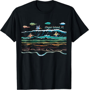 Singer Island FL Florida Waves Pelican Bird Watching T-Shirt - T-Shirt | Black