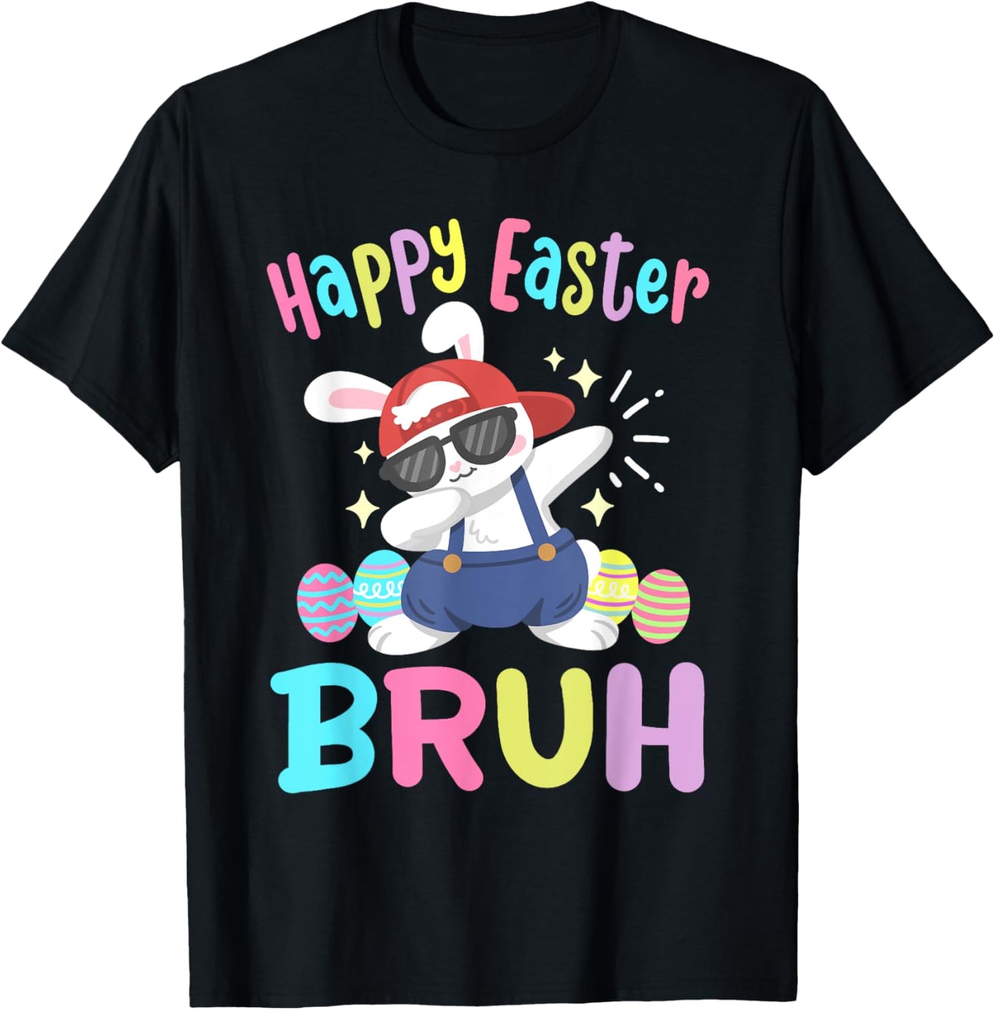 Happy Easter Bruh Funny Dabbing Bunny Dab Dance Rabbit Kids T-Shirt - T-Shirt | Black