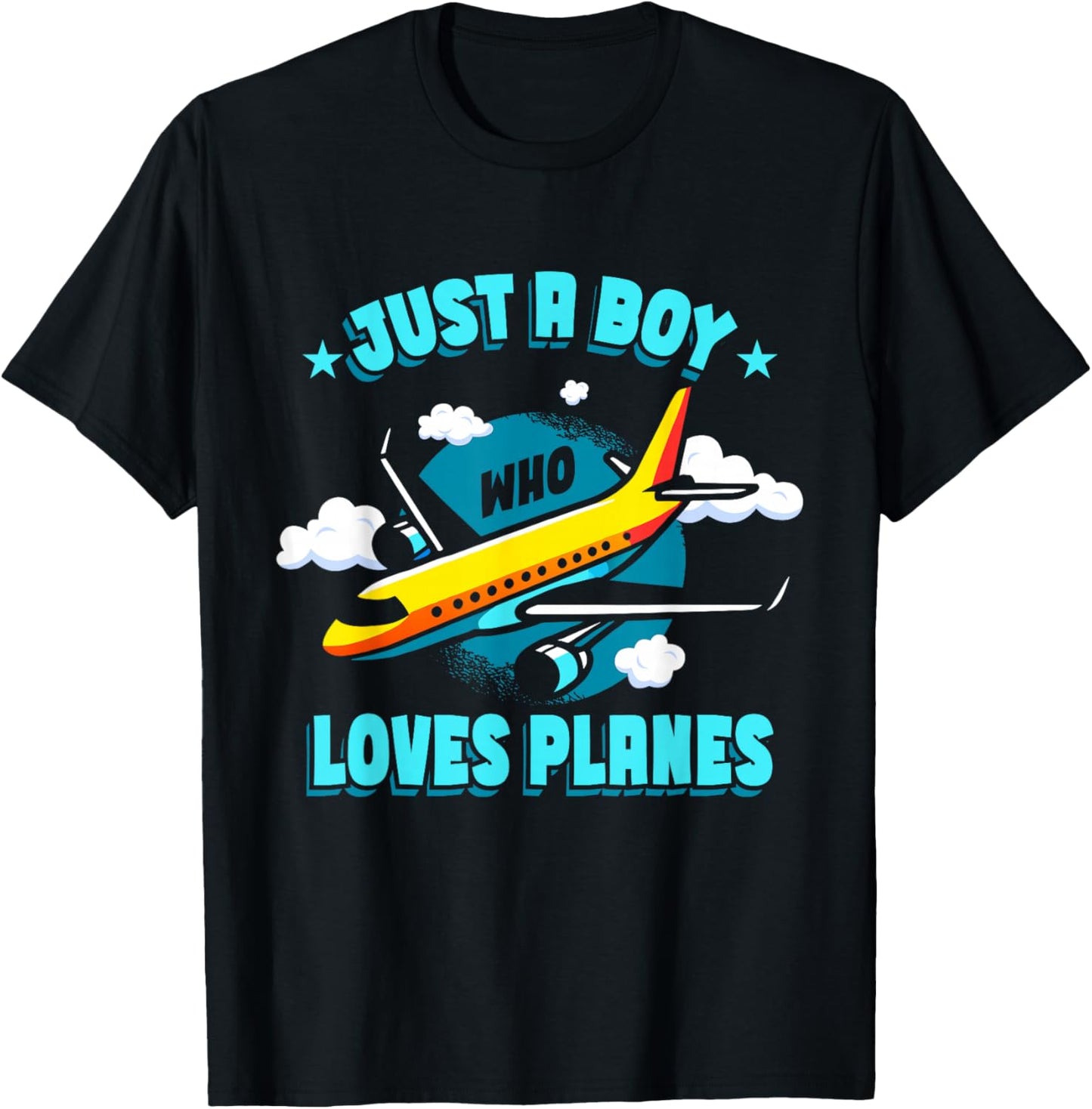 Plane Toddler Airplane Kids Just A Boy Who Loves Planes T-Shirt - T-Shirt | Black