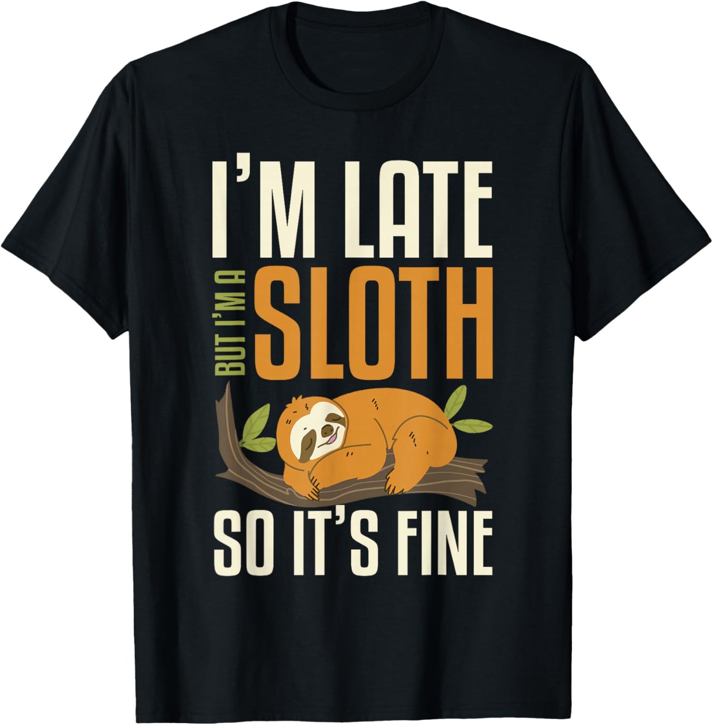 Funny Sloth Sleeping Cute Lazy Sloth Women Kids T-Shirt - T-Shirt | Black
