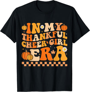 In My Thankful Cheer Girl Era Thanksgiving Cheerleading T-Shirt - T-Shirt | Black