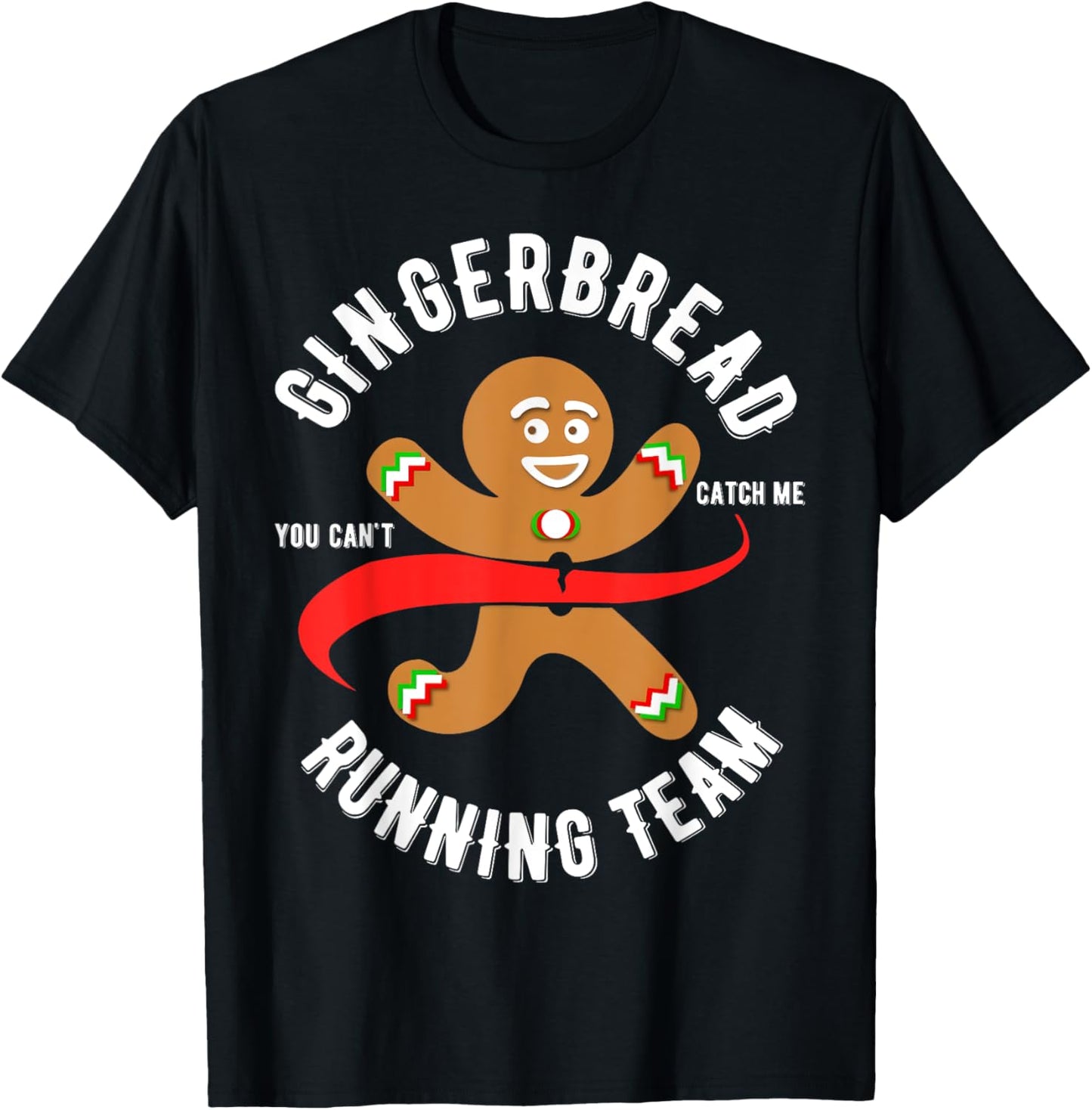 Gingerbread Running Team Xmas Cookie Christmas T-Shirt - T-Shirt | Black
