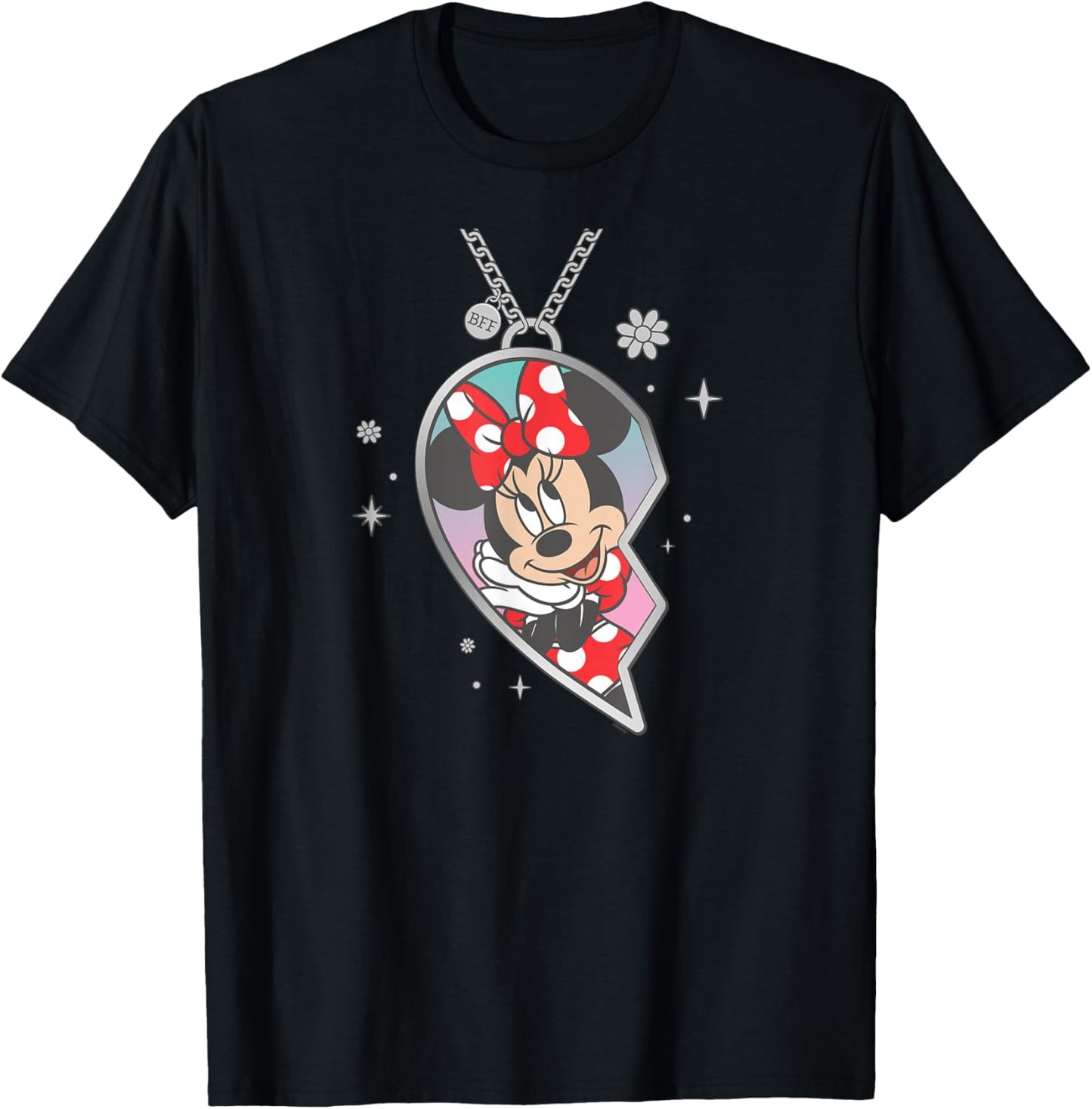 Disney BFF Best Friends Minnie Mouse Matching Heart Necklace T-Shirt - T-Shirt | Black