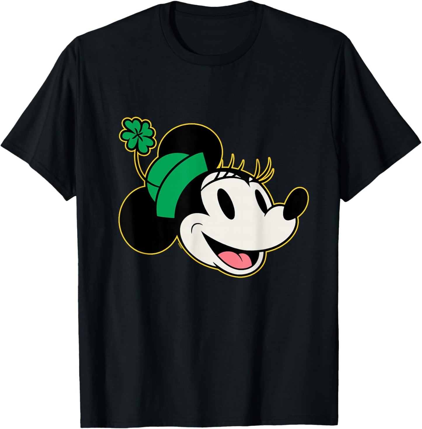 NEW Disney Minnie Mouse St. Patrick's Day Vintage Big Face T-Shirt - T-Shirt | Black