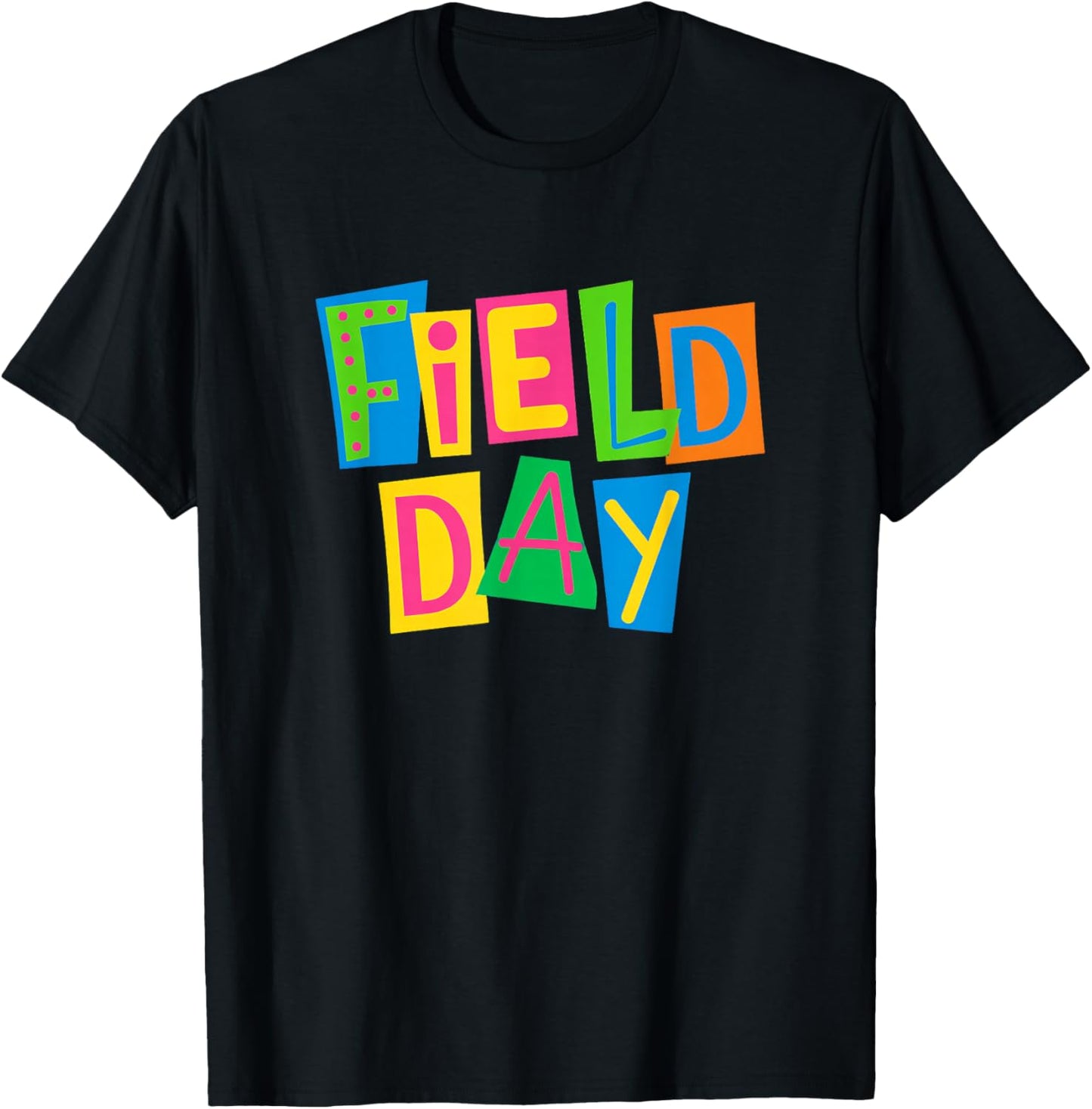 Field Day Trendy Ransom Letters - Random Cute Field Day T-Shirt - T-Shirt | Black