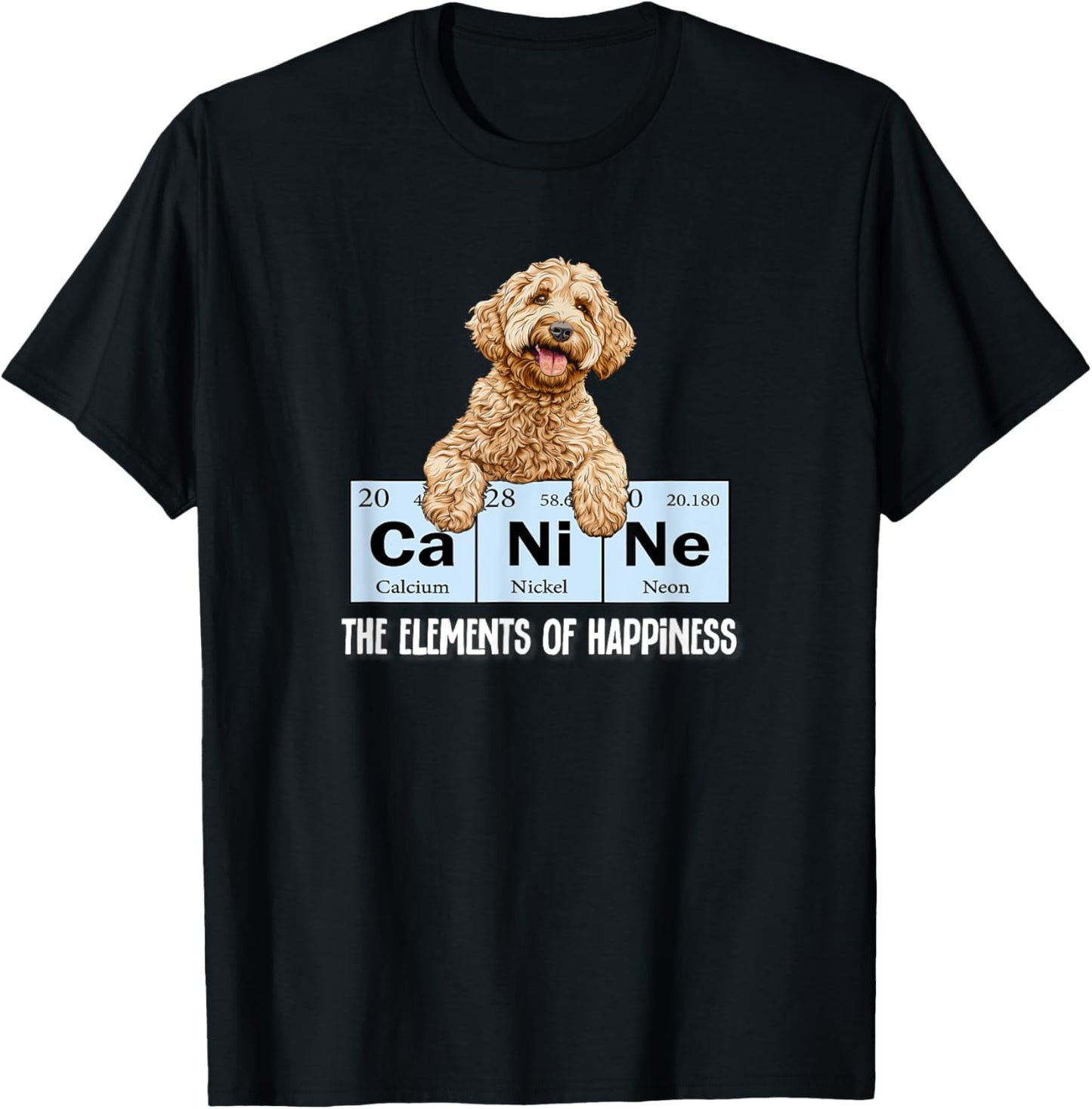 Funny Canine Elements of Happiness Goldendoodle Doodle Lover T-Shirt - T-Shirt | Black