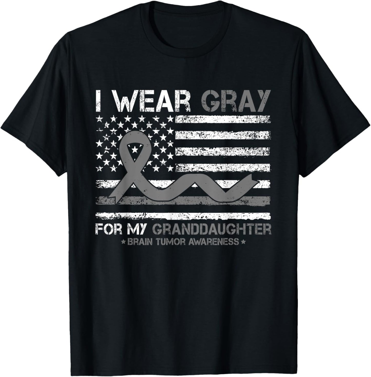 I Wear Gray For My Granddaughter Brain Tumor Awareness T-Shirt - T-Shirt | Black