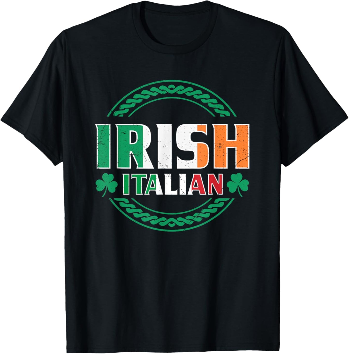 Irish Italian Flag Half Irish Half Italian St Patrick's Day T-Shirt - T-Shirt | Black