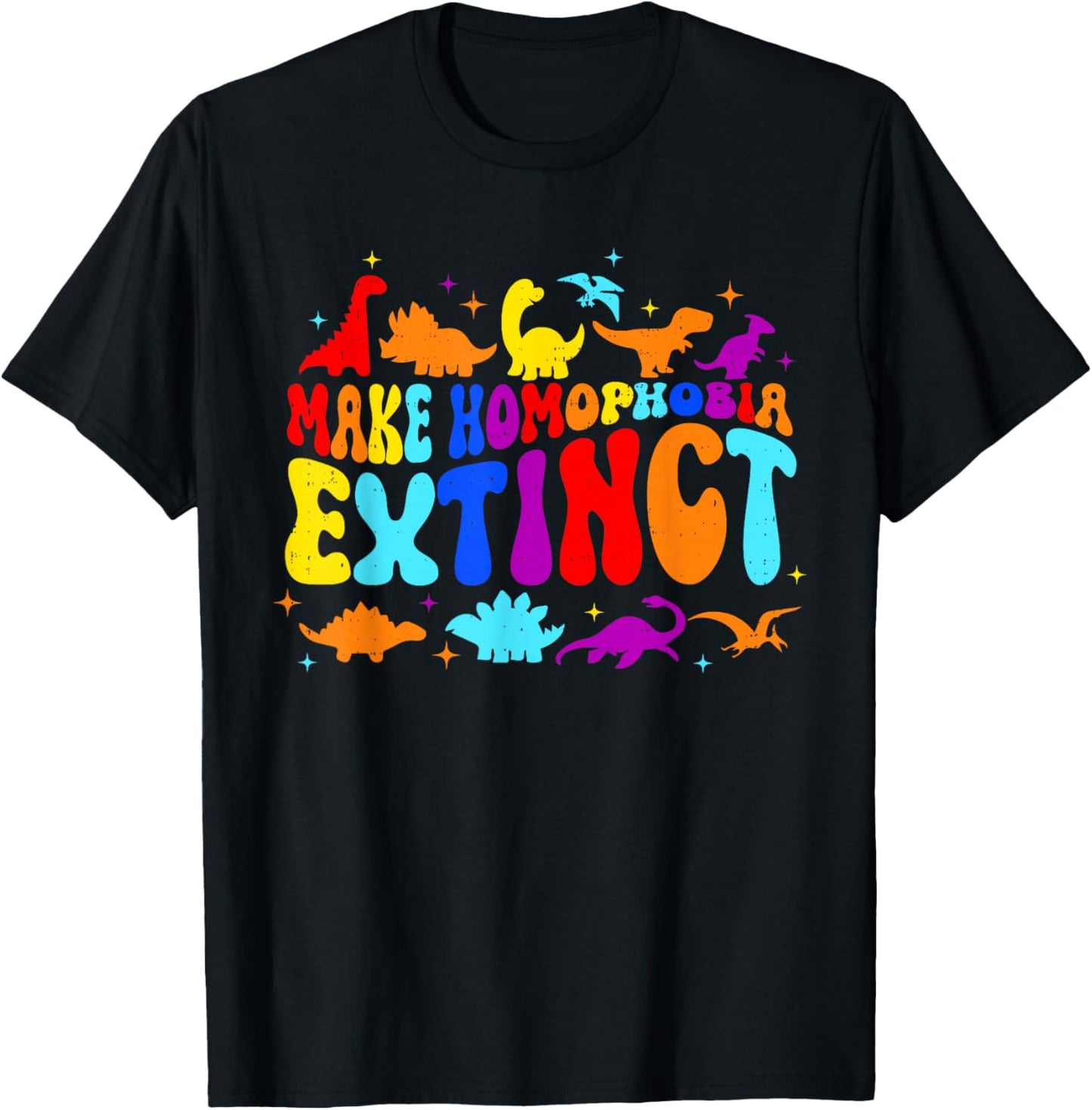 Make Homophobia Extinct LGBTQ Month Dinosaur TRex Gay Pride T-Shirt - T-Shirt | Black