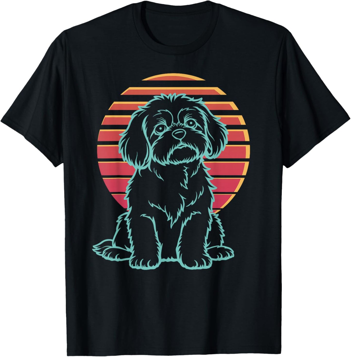 Havanese Lover Dog Owner Retro Synthwave 80s T-Shirt - T-Shirt | Black