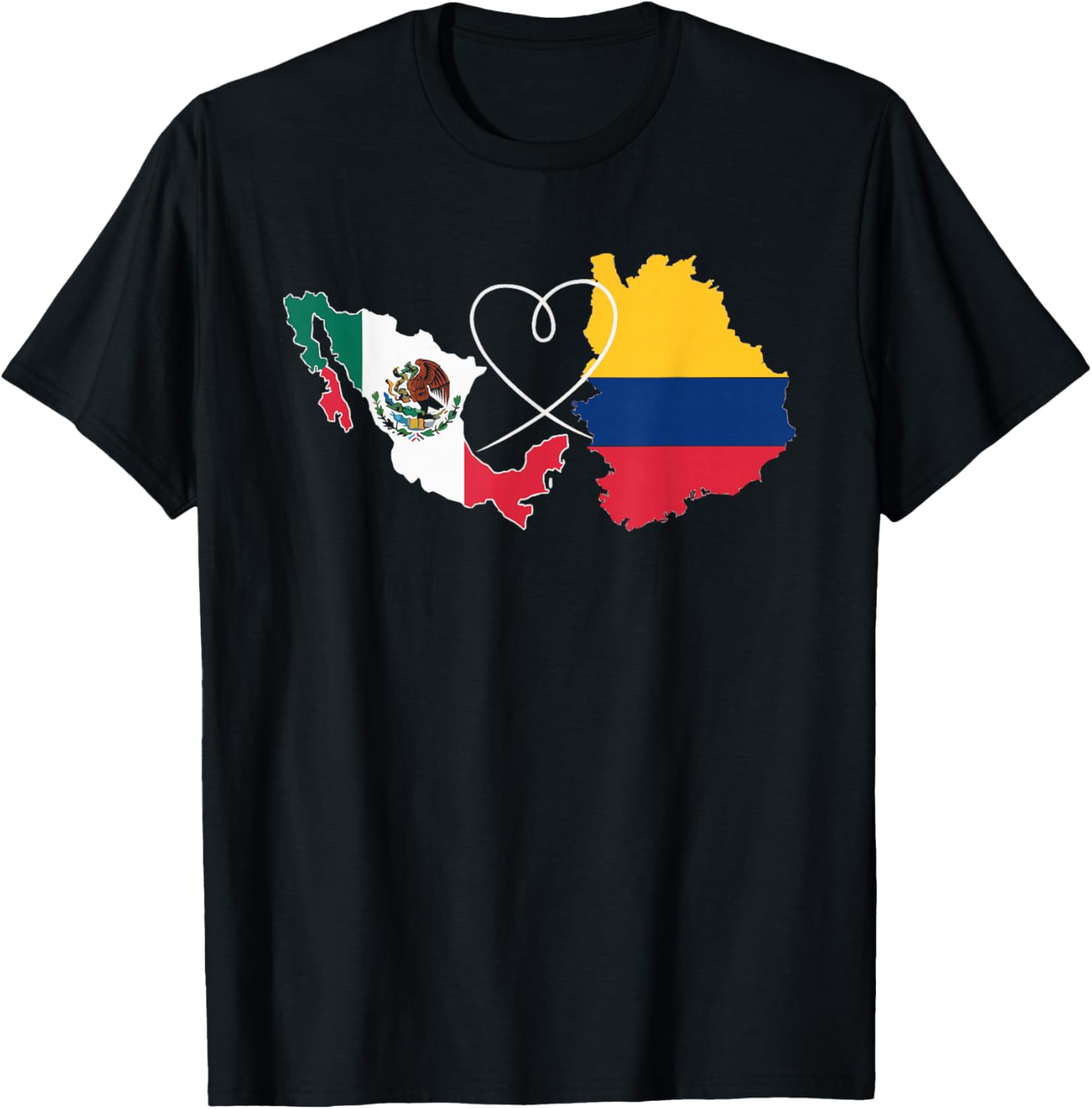 Half Columbian Half Mexican Mexico Flag Columbia T-Shirt - T-Shirt | Black