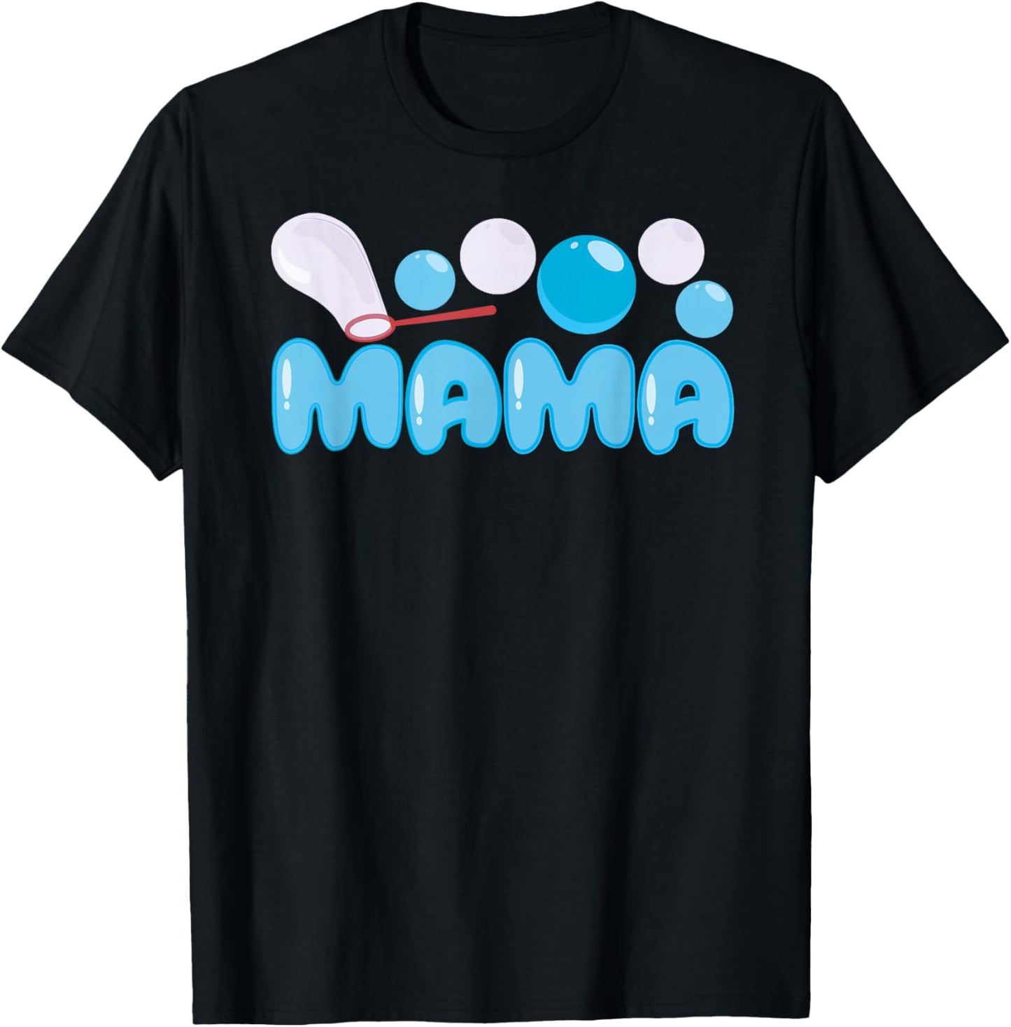 Mama Bubble Blue Birthday Party Matching Family T-Shirt - T-Shirt | Black