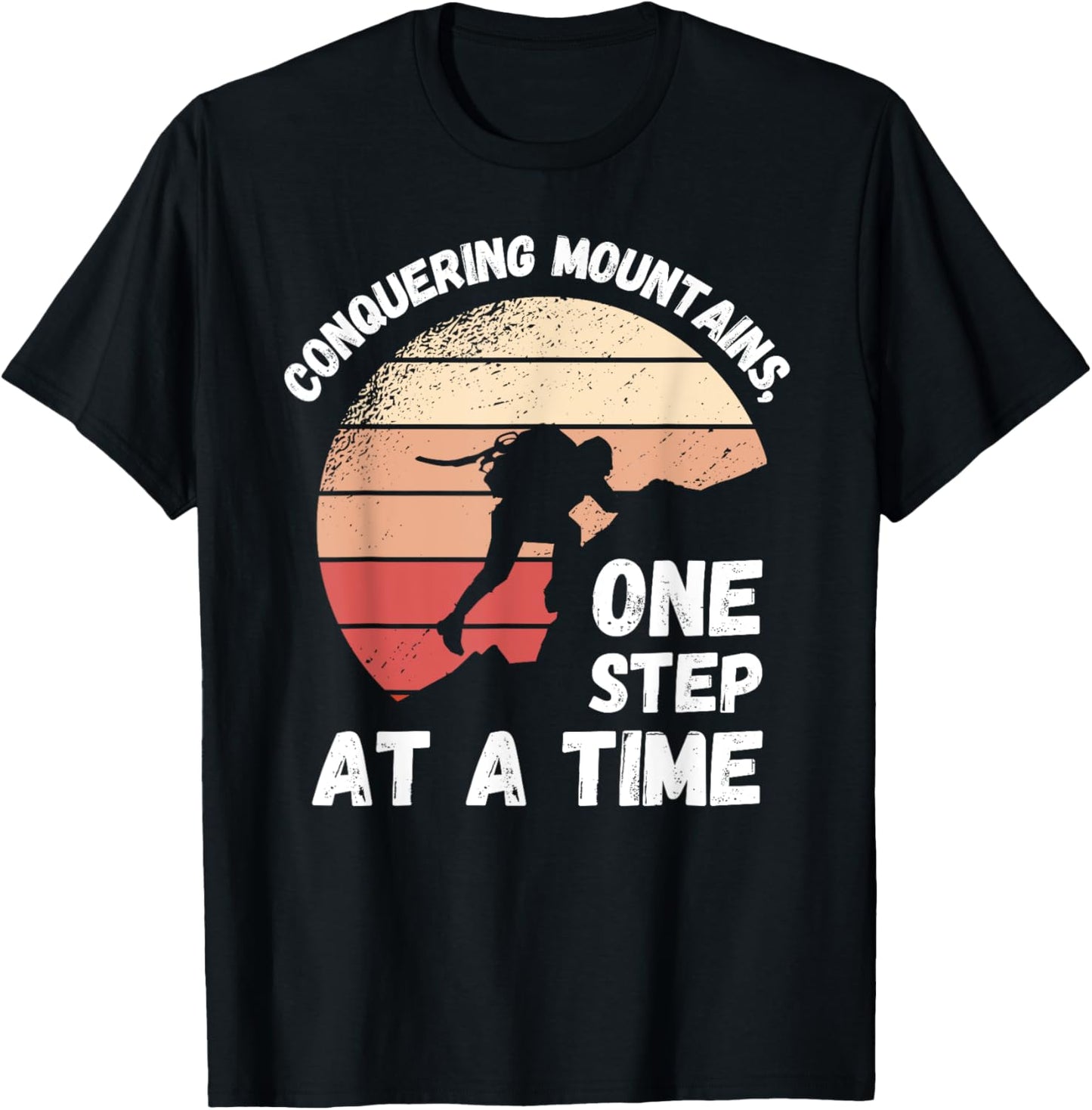 Rock Climbing Retro Conquering mountains, one step at a time T-Shirt - T-Shirt | Black
