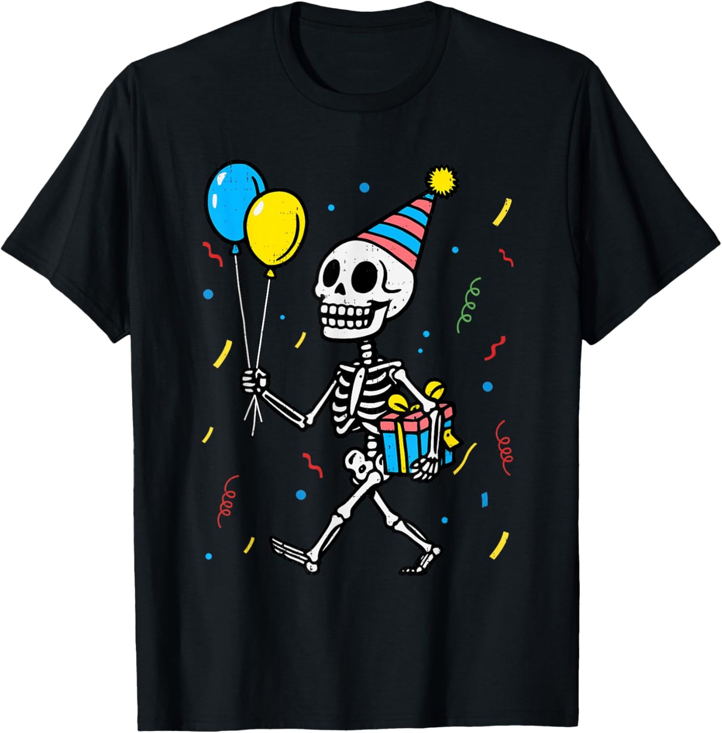 Skeleton Birthday Halloween Costume Boys Teens Girls Kids T-Shirt - T-Shirt | Black