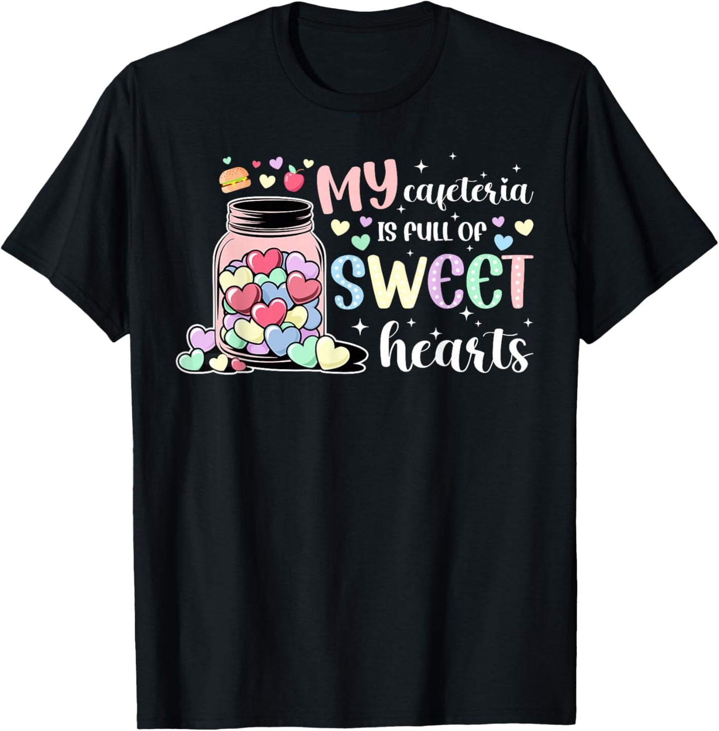 Lunch Lady Valentine Lunch Ladies Valentines Day T-Shirt - T-Shirt | Black