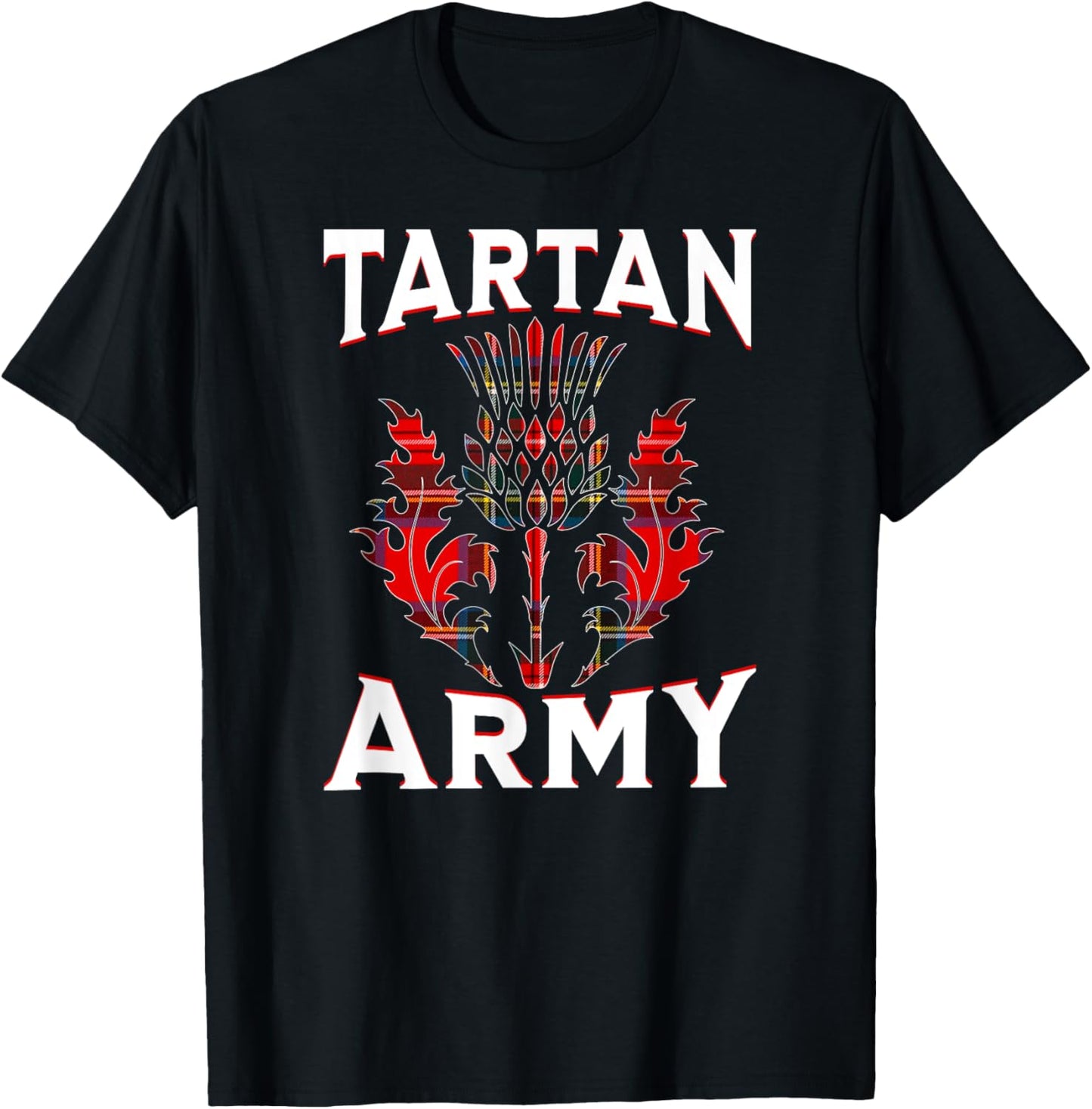 Scottish Tartan s Tartan Army s Thistle Emblem T-Shirt - T-Shirt | Black