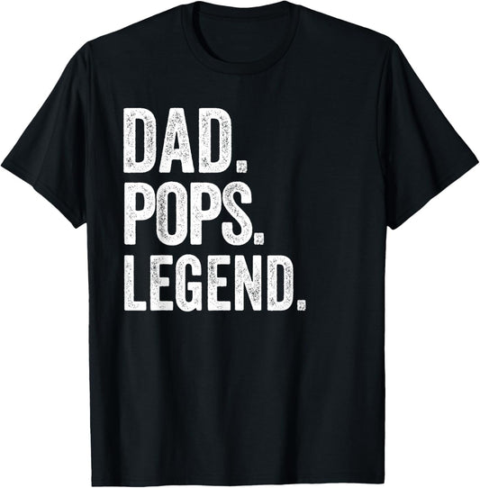Dad Pops Legend - Vintage Distressed Bold Pops Graphic T-Shirt - T-Shirt | Black