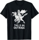 Funny Cat Riding Dinosaur This is an Outrage Meme T-Shirt - T-Shirt | Black