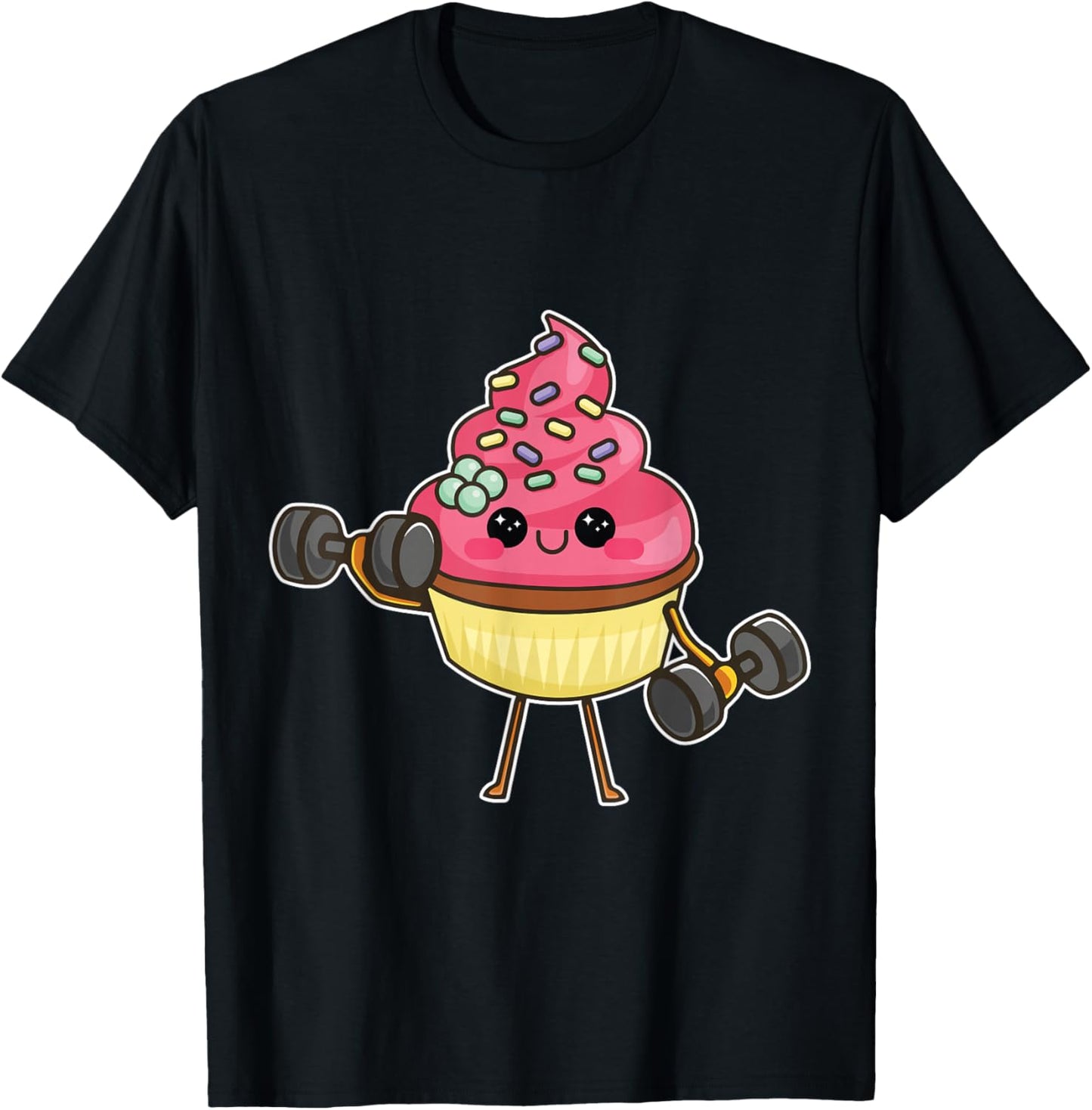 Funny Cupcake Woman Gym Training Cute Cupcake Workout T-Shirt - T-Shirt | Black