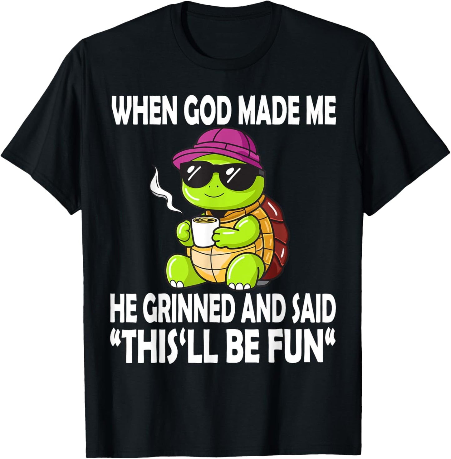 When God Made Me He Said This Will Be Fun Funny Turtle Kids T-Shirt - T-Shirt | Black