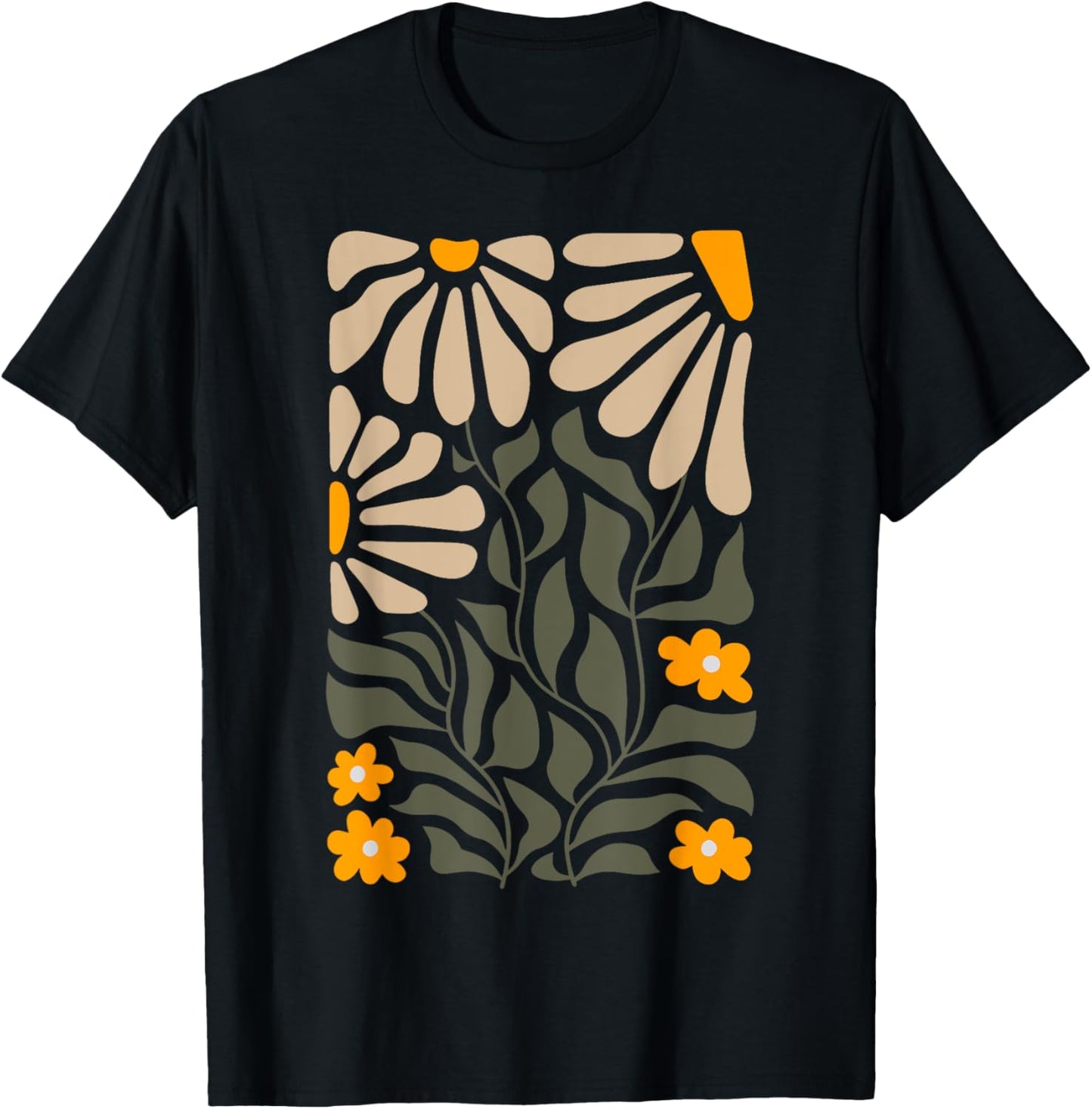 Vintage Matisse Style Wild Flowers T-Shirt - T-Shirt | Black