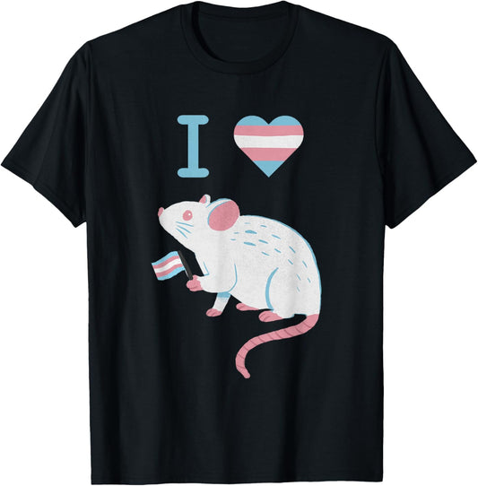 I Love Trans Mice Mouse Political Funny Cute Meme T-Shirt - T-Shirt | Black