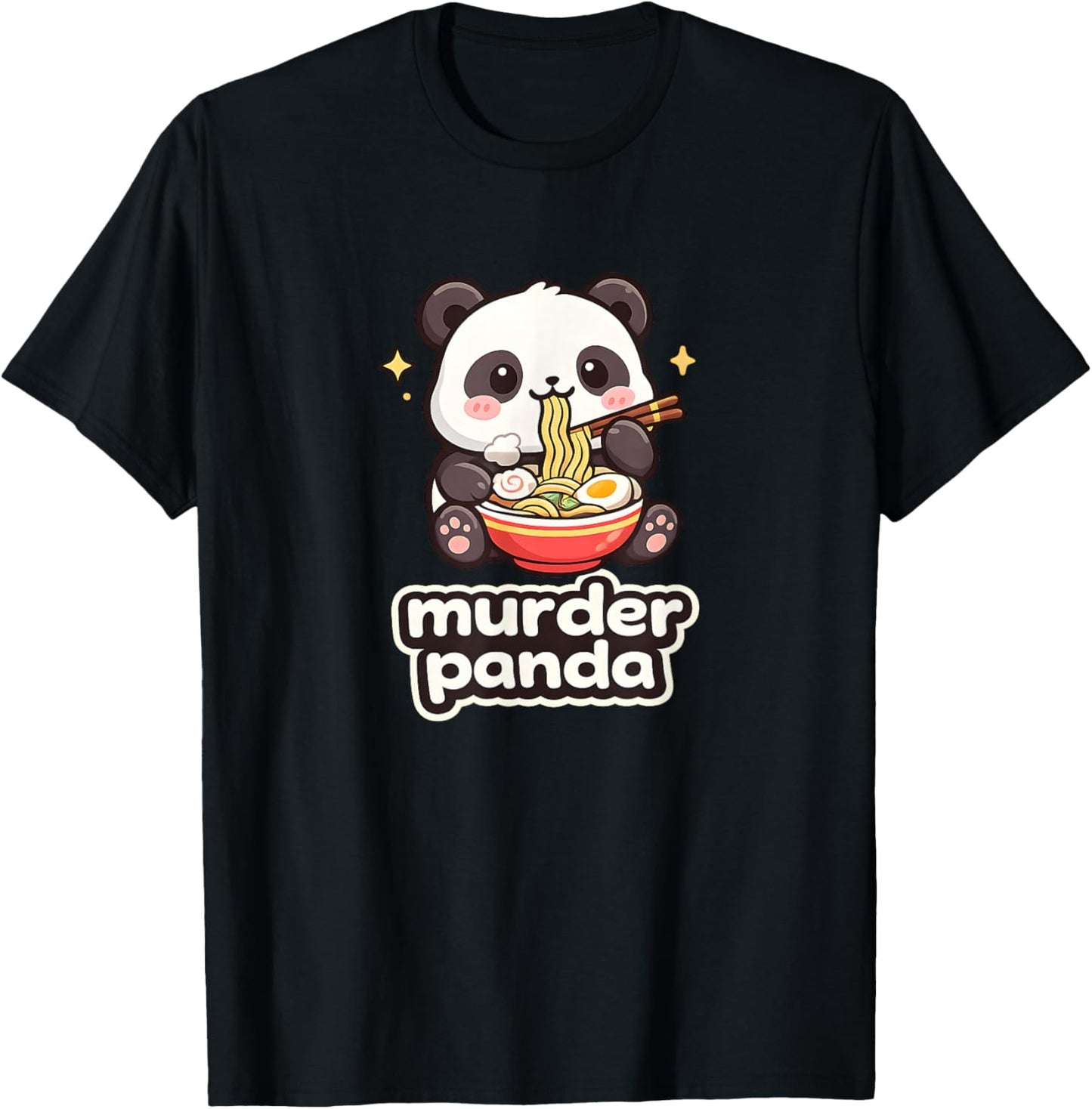 Murder Panda Kawaii Ramen Noodle Funny Cute T-Shirt - T-Shirt | Black
