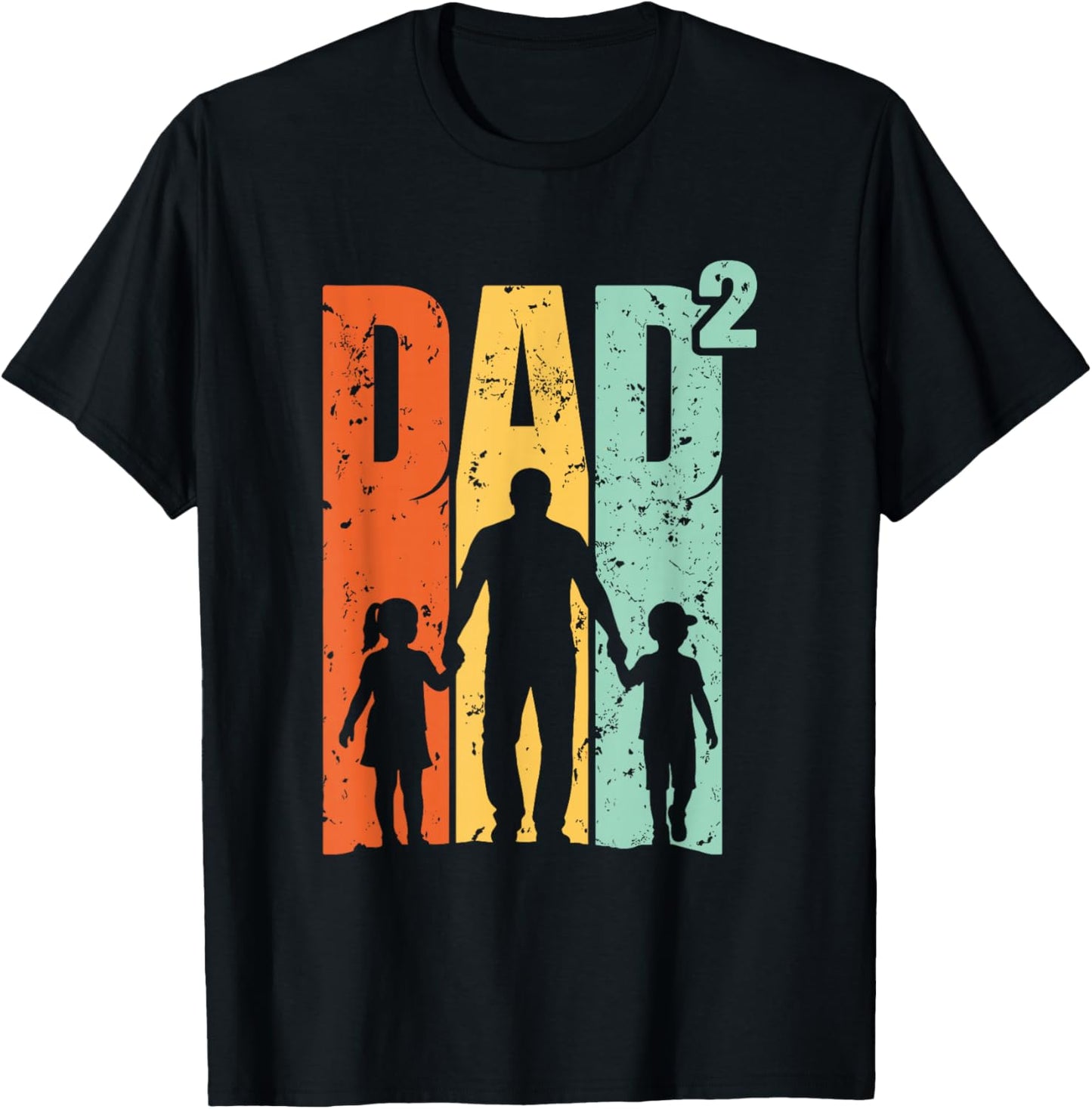 Papa Von Zwei Kindern Im Retro-Vintage-Stil T-Shirt - T-Shirt | Black