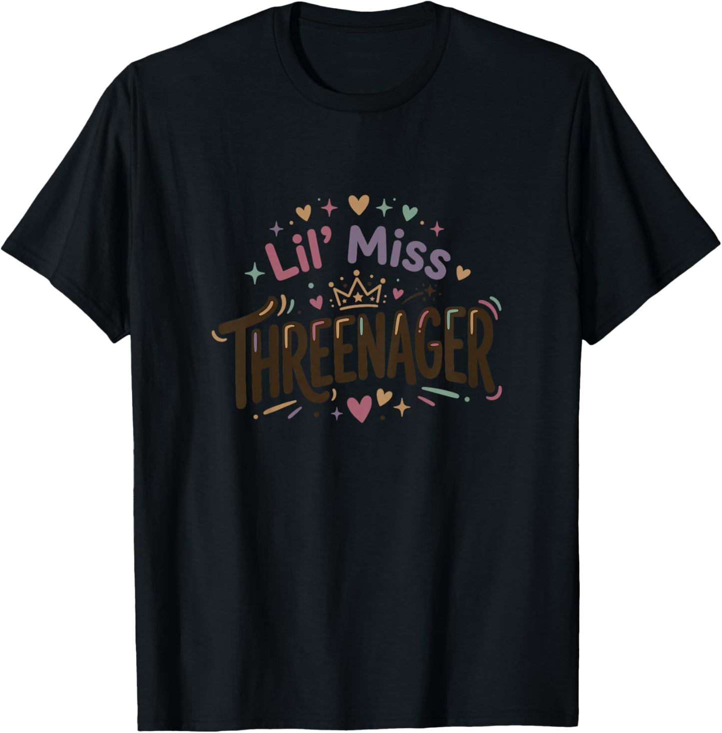 Lil Miss Threenager 3rd Birthday Three Year Old Toddler Girl T-Shirt - T-Shirt | Black