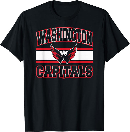 Washington Capitals Stripe Navy Officially Licensed T-Shirt - T-Shirt | Black