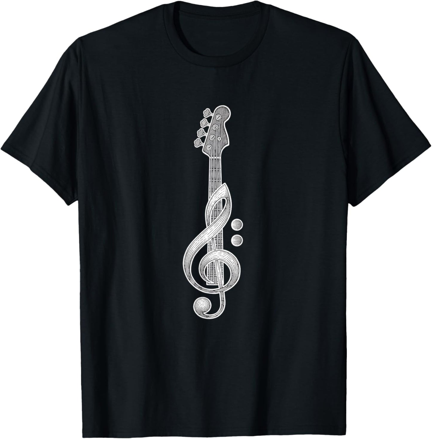 Treble Clef Bass Guitar Musician Funny Bass Player T-Shirt - T-Shirt | Black