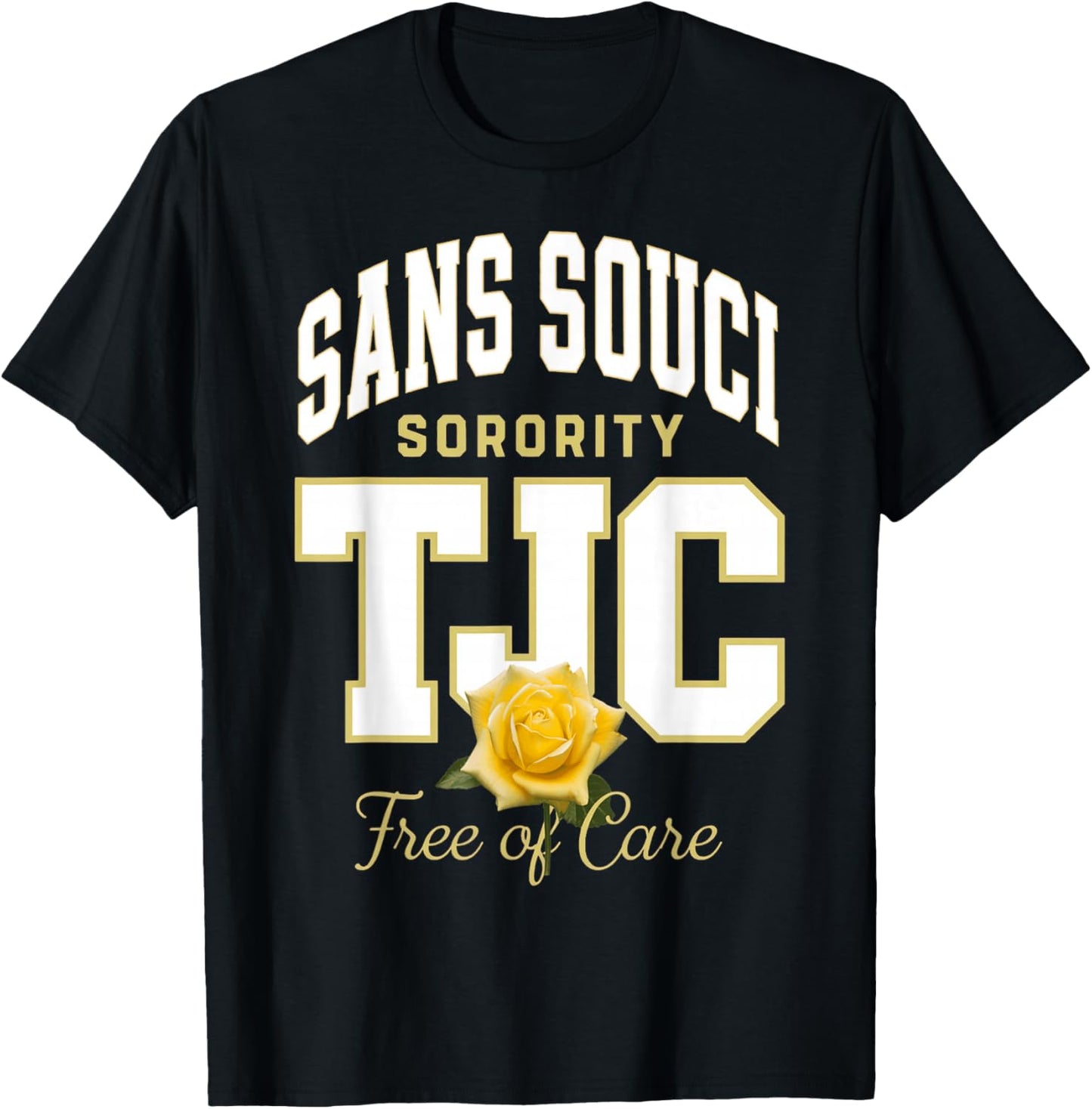 Sans Souci TJC Free of Care College Style T-Shirt - T-Shirt | Black