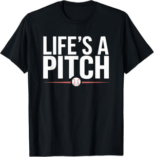 Baseball Life's A Pitch Family Matching T-Shirt - T-Shirt | Black