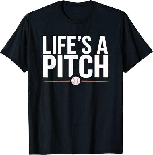Baseball Life's A Pitch Family Matching T-Shirt - T-Shirt | Black