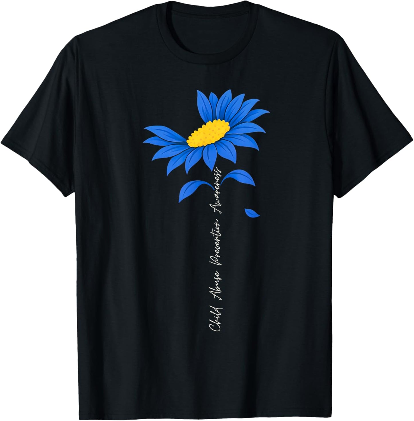 Child Abuse Prevention Child Abuse Awareness Sunflower Blue T-Shirt - T-Shirt | Black