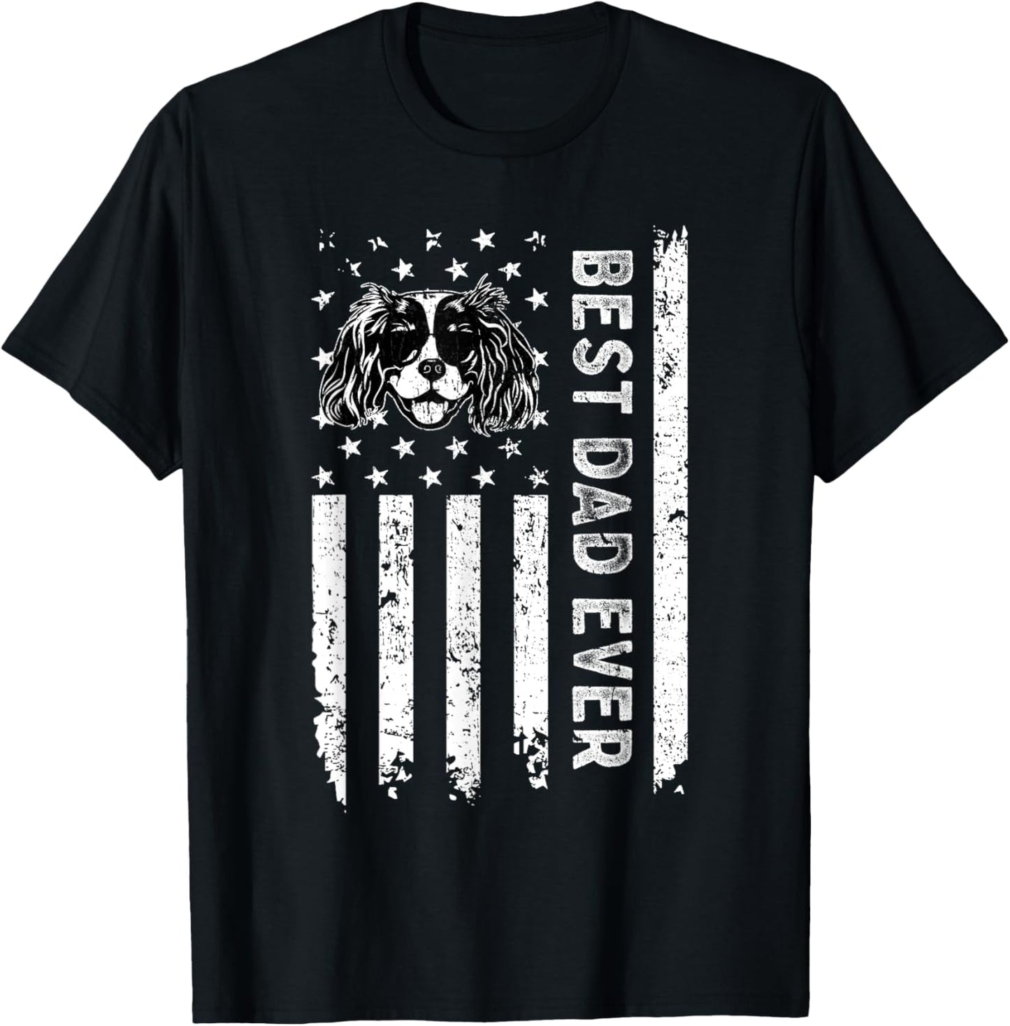 Best Cavalier King Charles Spaniel Dog Dad Ever Fathers Day T-Shirt - T-Shirt | Black