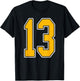 Gold and White Sports Number 13 Jersey Uniform Player T-Shirt - T-Shirt | Black