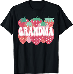 Grandma Of The Berry First Birthday Strawberry Family Party T-Shirt - T-Shirt | Black