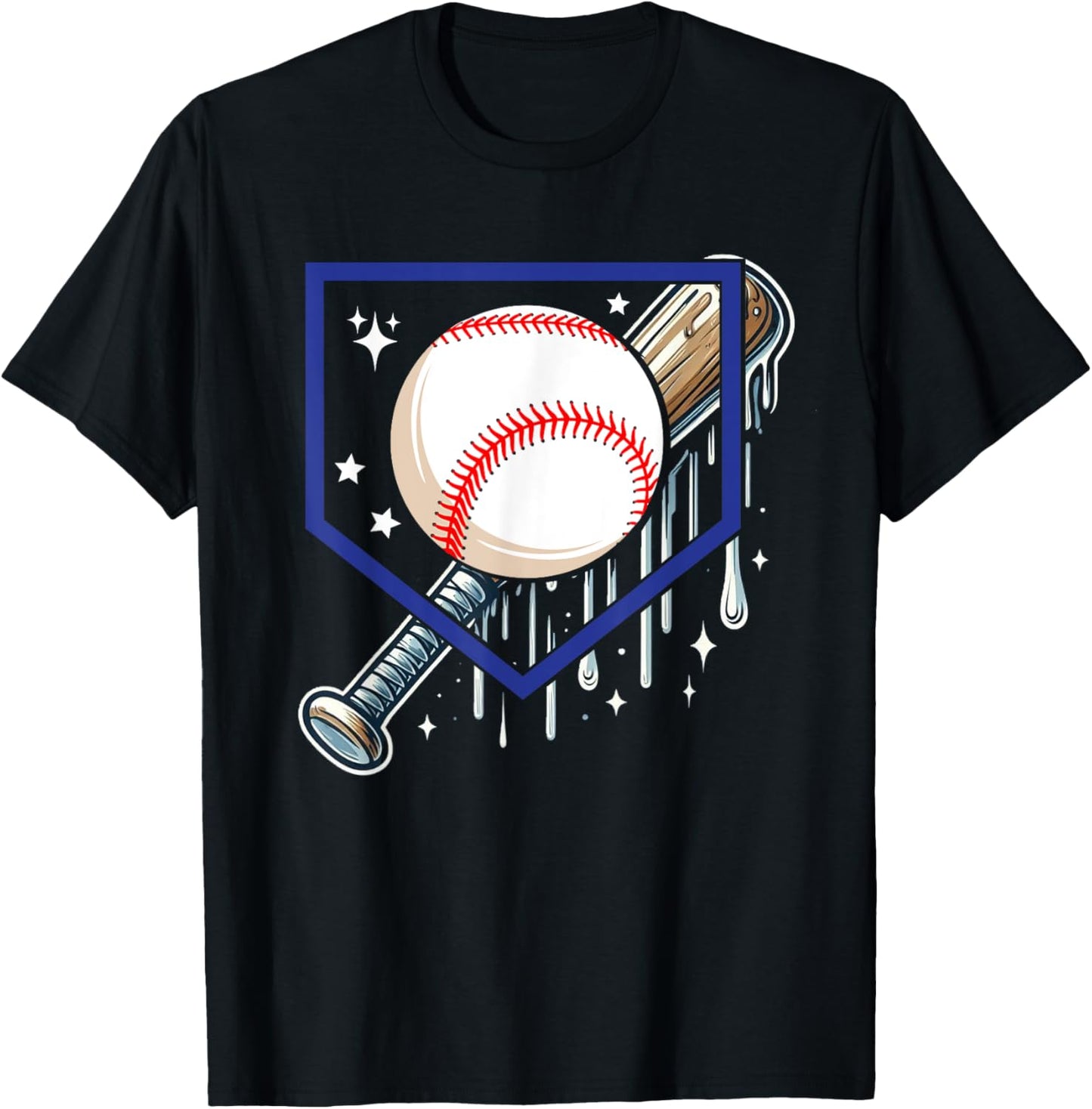 Baseball Home Plate Drip Boys Baseball, Baseball Drip T-Shirt - T-Shirt | Black