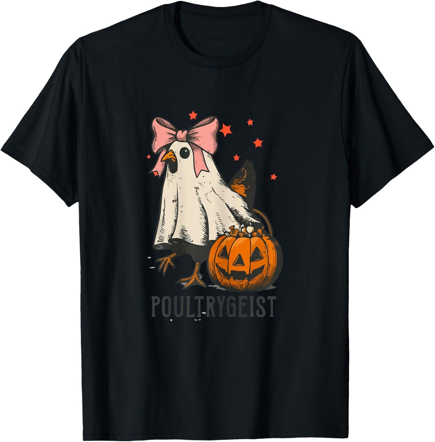 Poultrygeist Funny Chicken Ghost Halloween Spooky Season T-Shirt - T-Shirt | Black