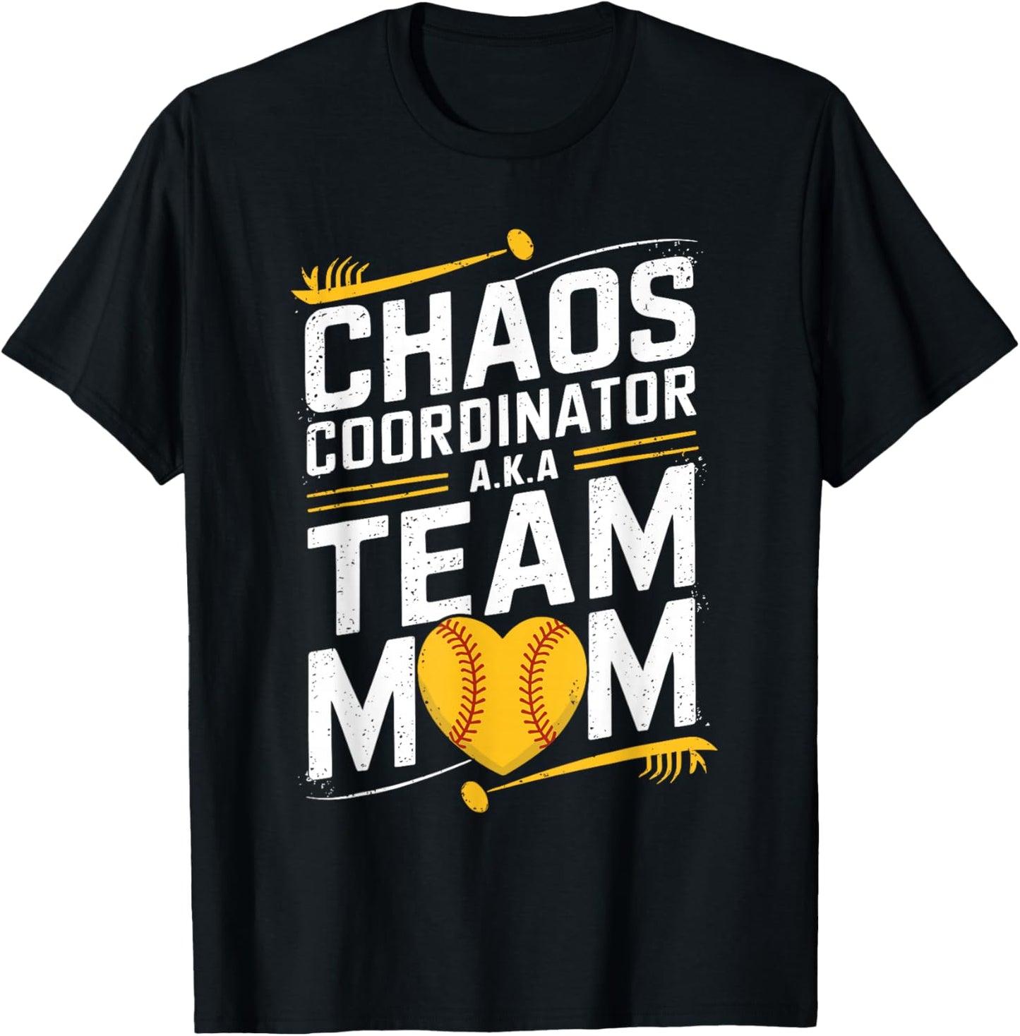 Softball Sports Player, Chaos Coordinator A.K.A Team Mom T-Shirt - T-Shirt | Black