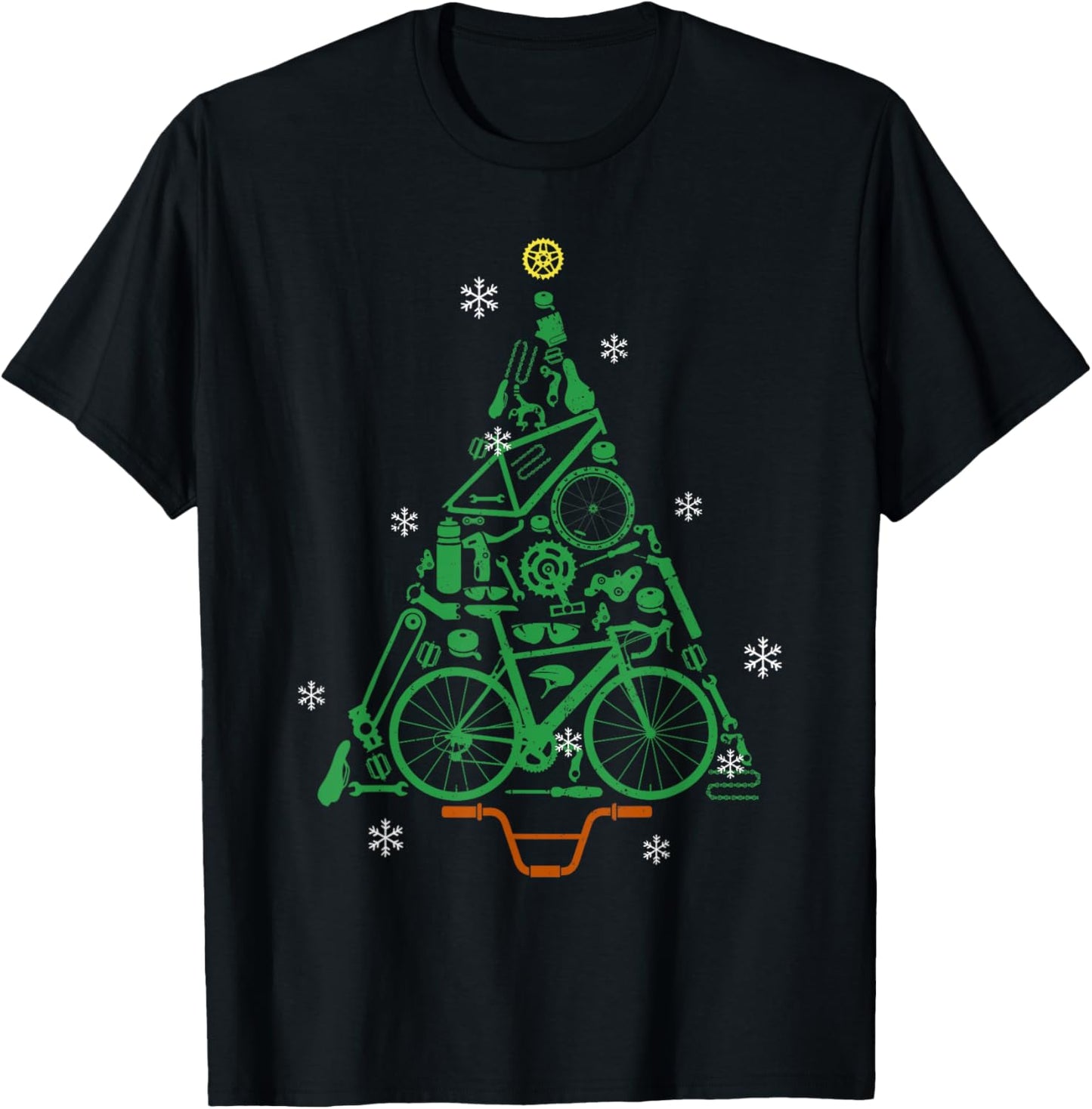 Road Bike Bicycle Funny Christmas Tree Cyclist Kids Adults T-Shirt - T-Shirt | Black
