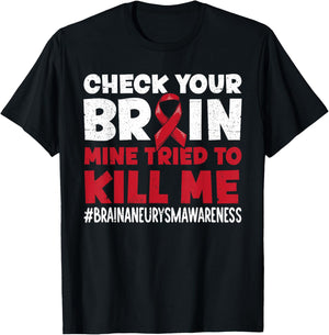 Brain Aneurysm Awareness Survivor T-Shirt - T-Shirt | Black