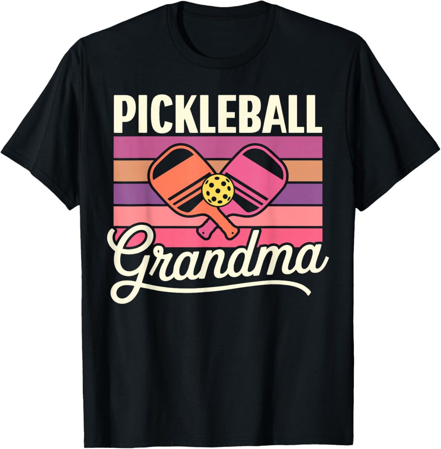 Proud Pickleball Grandma Grandmother T-Shirt - T-Shirt | Black