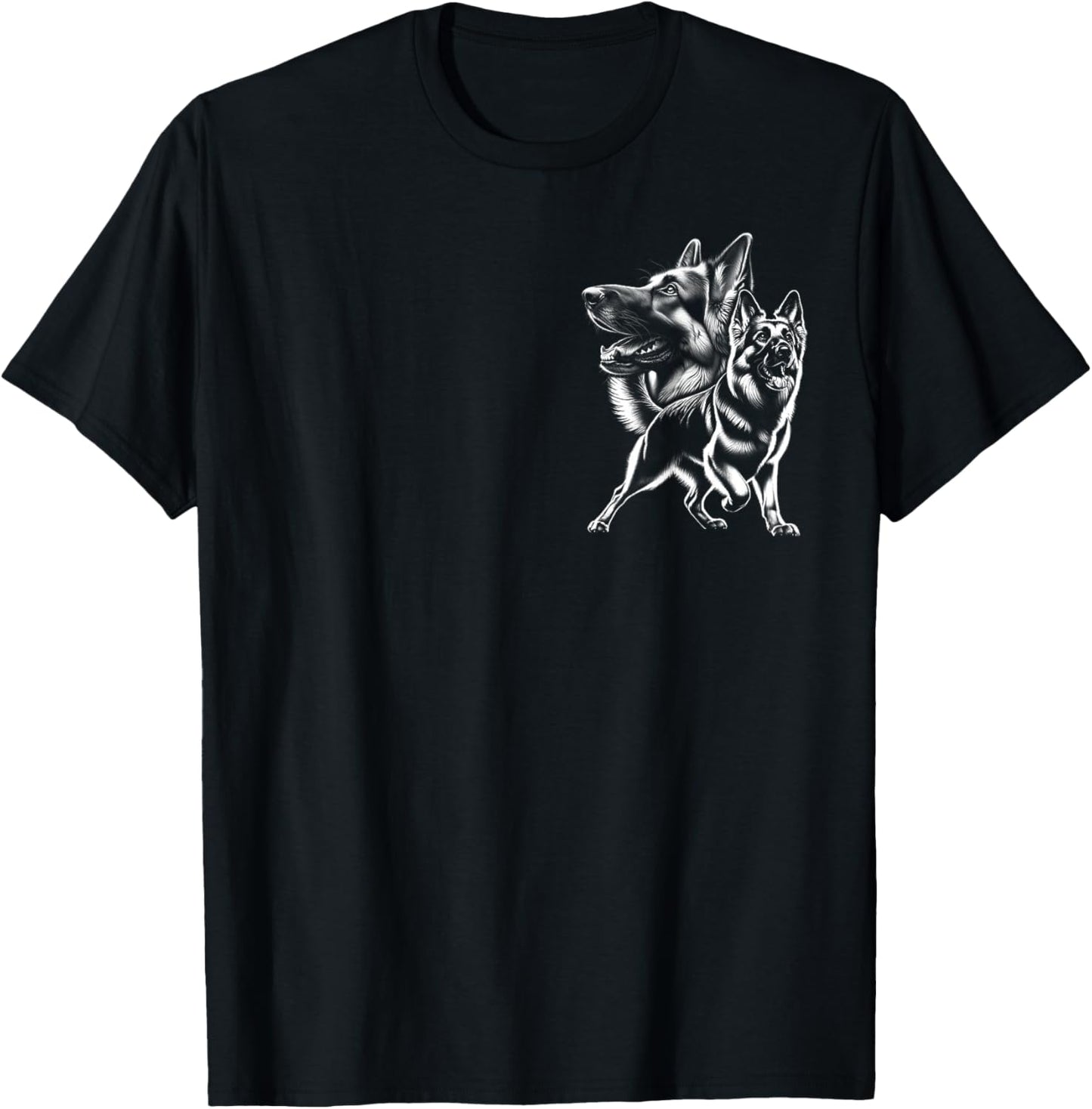 Verspielter Deutscher Schäferhund als Porträt auf Brust T-Shirt - T-Shirt | Black
