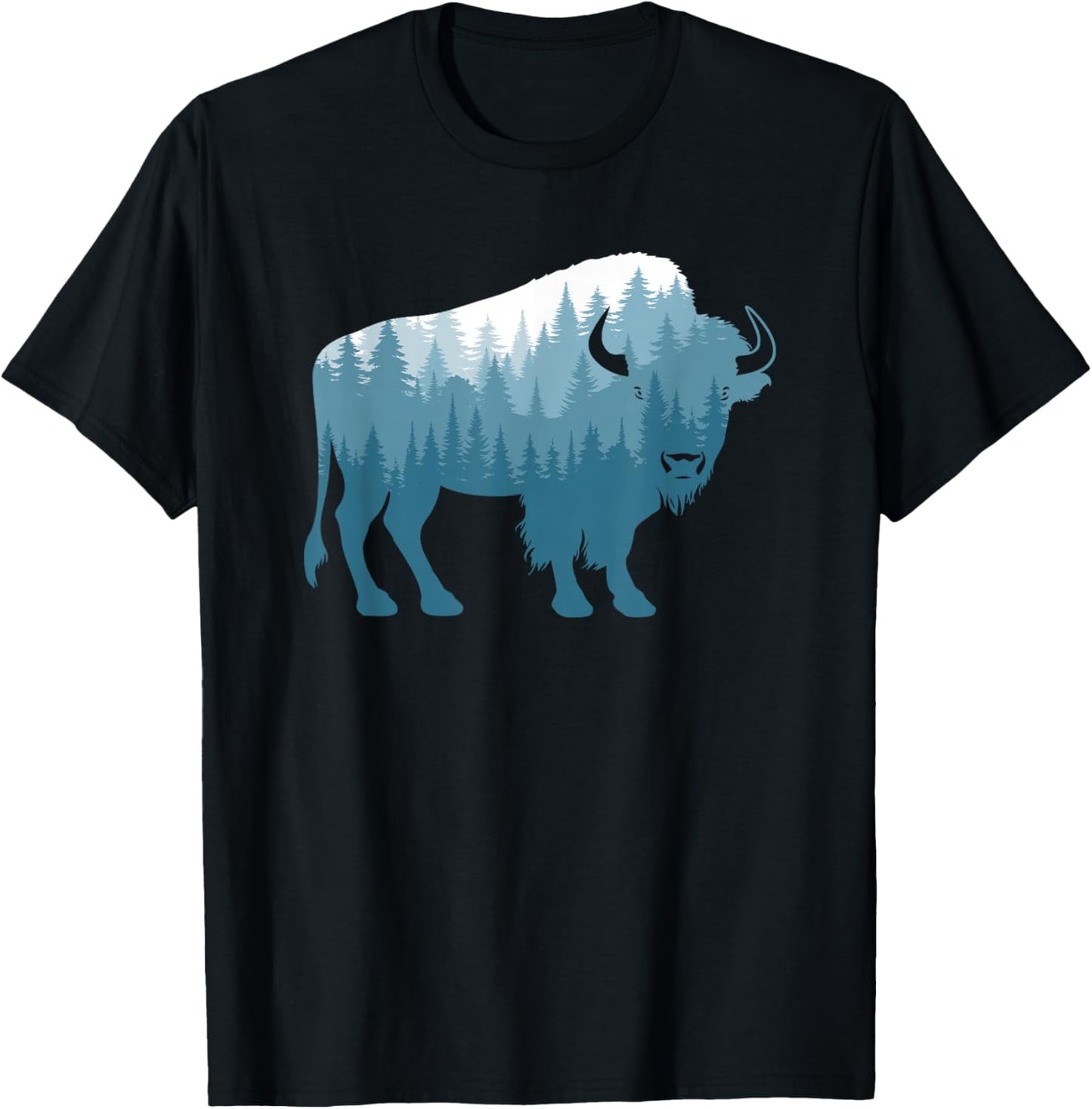 Bison Lover Buffalo Forest Men Women T-Shirt - T-Shirt | Black