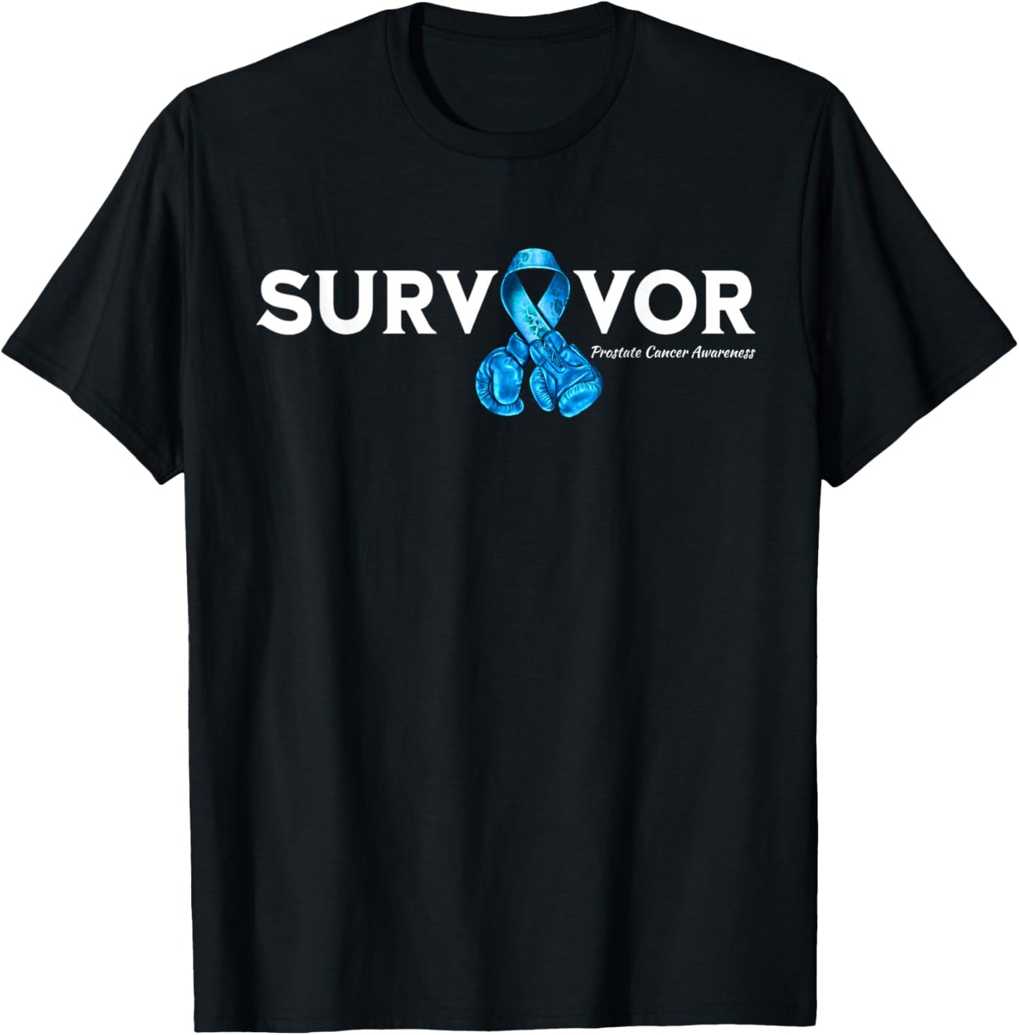 Family Prostate Cancer Awareness Light Blue Ribbon Survivor T-Shirt - T-Shirt | Black