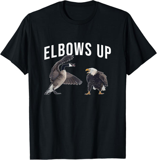 Goose vs Eagle - Elbows Up - Canada Strong Free Proud T-Shirt - T-Shirt | Black